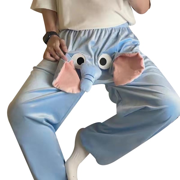Hauskat Elefantti-Pyjamahousut, Söpöt Kolmiulotteiset Pari-Pyjamahousut Blue M
