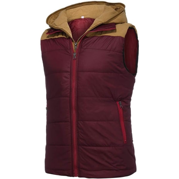 Mænds Dobbelt Lynlås Vest Hoodie, Efterår Vinter Frakke Red 4XL