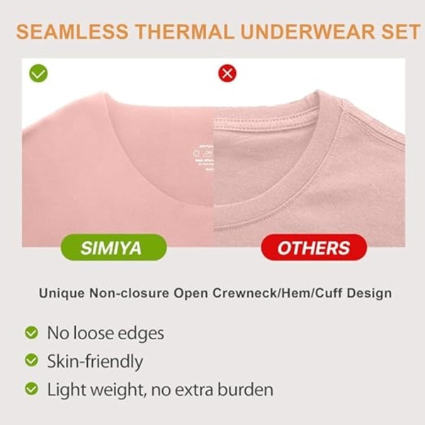 Termisk Underundertøjssæt til Kvinder - Ultrablødt Langt Underundertøj, Basislag Pink M