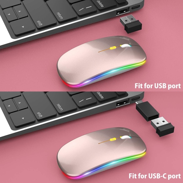 Trådlös Bluetooth mus för bärbar dator Pink