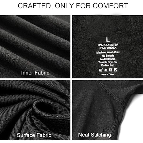 Termisk Underkläder för Män Långkalsonger Set med Fleecefodrad Black XL