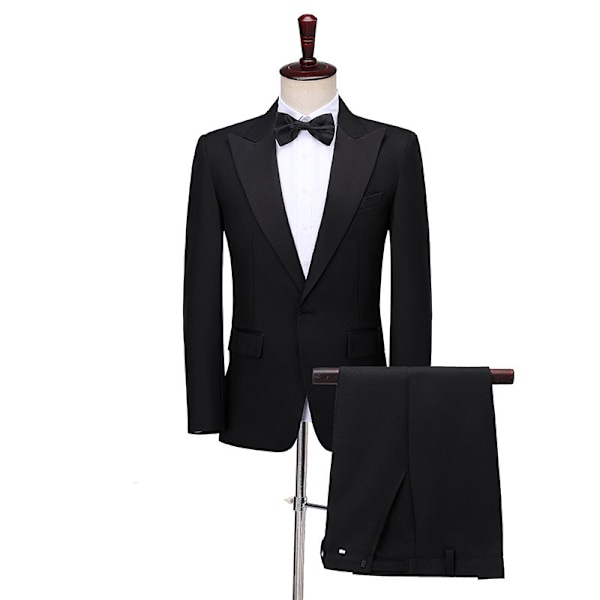 Miesten Slim Fit 8-osainen Virallinen Puku Hääihin ja Promiin Black M