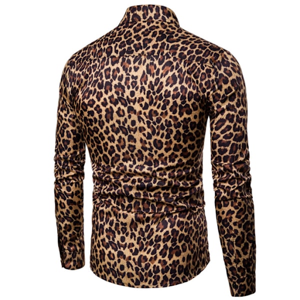 Långärmade print skjortor för män för fest brown XL