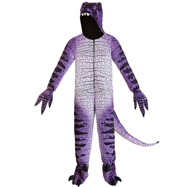 Barndräkt lila dinosauriekläder med huva M