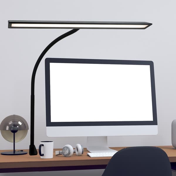 LED-skrivebordslampe, arkitektklemmelampe med USB-adapter Black