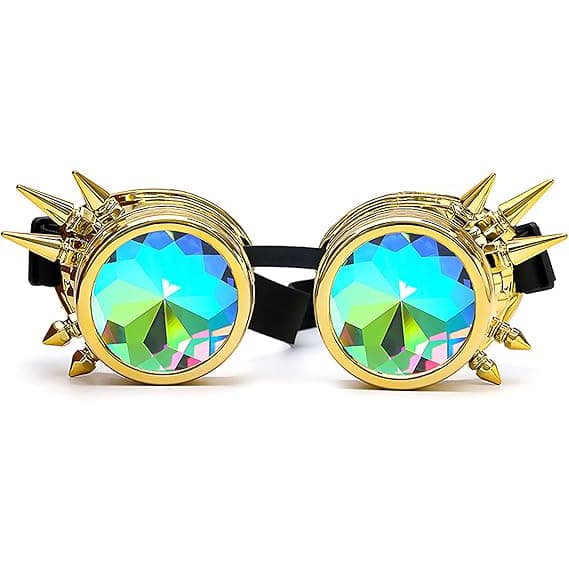 Steampunk-lasit Halloween-asusteisiin Gold