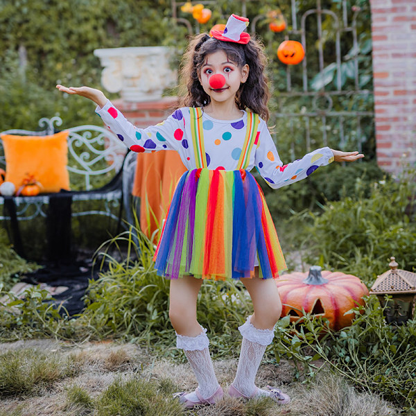 Jester-klovnekostyme for jenter til Halloween M