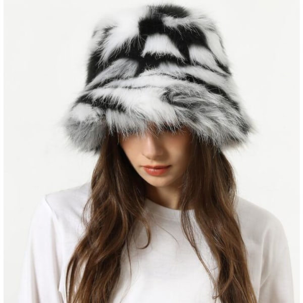 Dames Vinter Kunstig Pels Fuzzy Varmt Spandhat Black