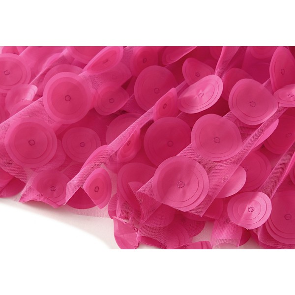 Dame Tyll Midi Skjørt 3D Polkadot Mesh Skjørt A-Linje Dark Pink