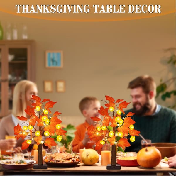 Forudbelyst Efterårstræ med Græskarlys, Efterårs Thanksgiving Dekorationer Warm Light