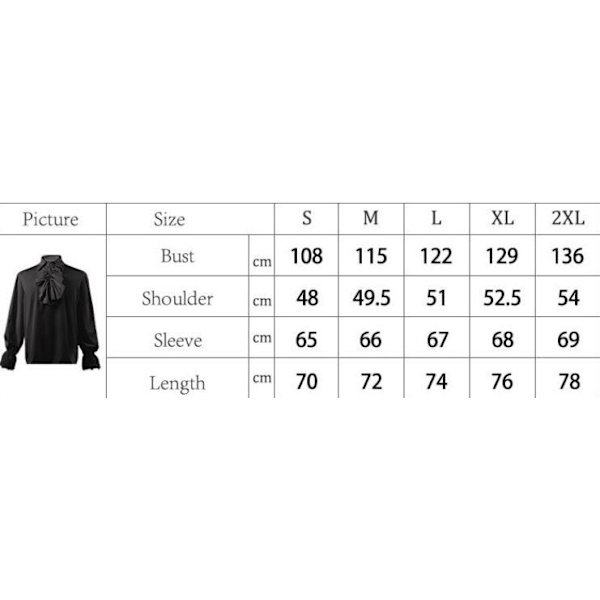 Mænds Victorian Ruffled Langærmet Skjorte Black M