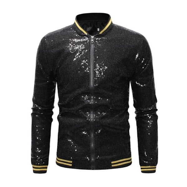 Långärmad jacka med paljetter för män för män black L