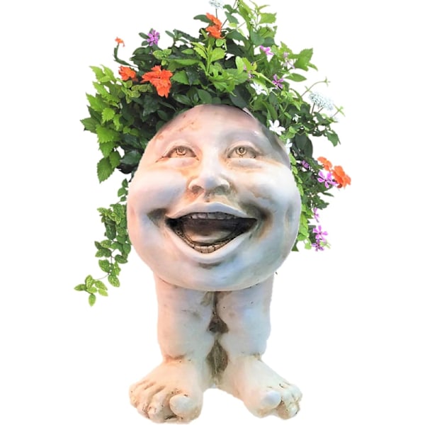6 tum Antik Vit Aunt Minnie The Muggly Staty Ansiktskruka Aunt Minnie