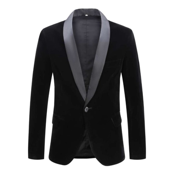 Herrmode Velvet Suit Jacka Slim Fit Blazers Black 1 M