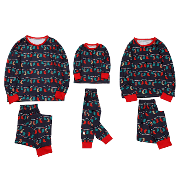 Julstrumpa Printed Fader Mamma Barn Mathing Kläder Set KIDS 8T