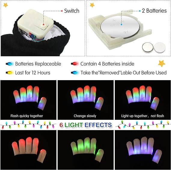 4-pack LED-upplysta julmössa, halsduk och vantar för barn Red