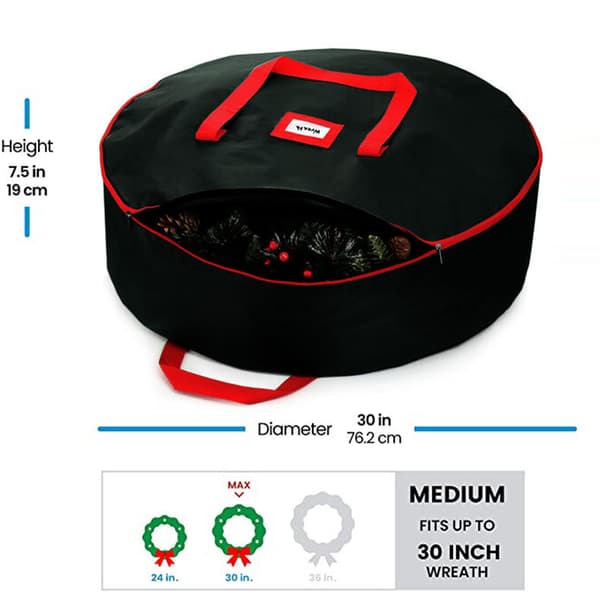 Förvaringsväska för julkrans med dragkedja Black 76*20cm