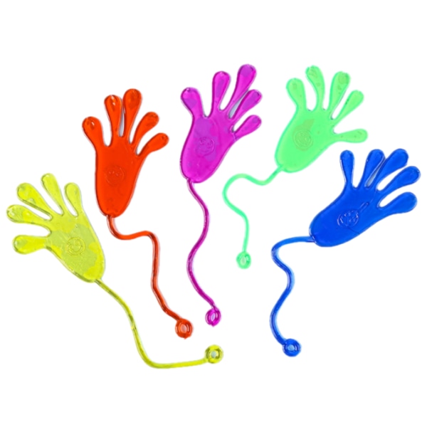 6 ST Wacky Fun Stretchy Glitter Sticky Hands