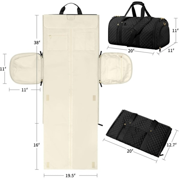 Konvertibel Klesduffelbag, Reiseklesbag Black