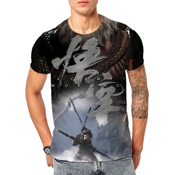 T-shirt til mænd og kvinder, kortærmet, 3D Monkey King, Wu-Kong Q1 M
