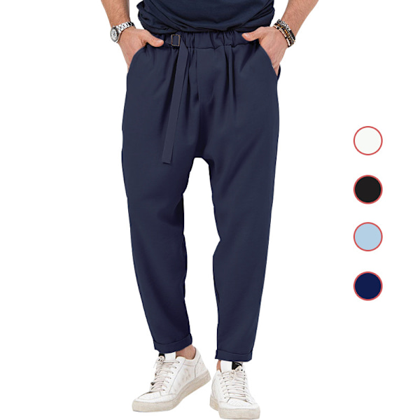 Herr Haremsbyxor Elastisk midja Lös hippiebyxa Navy M