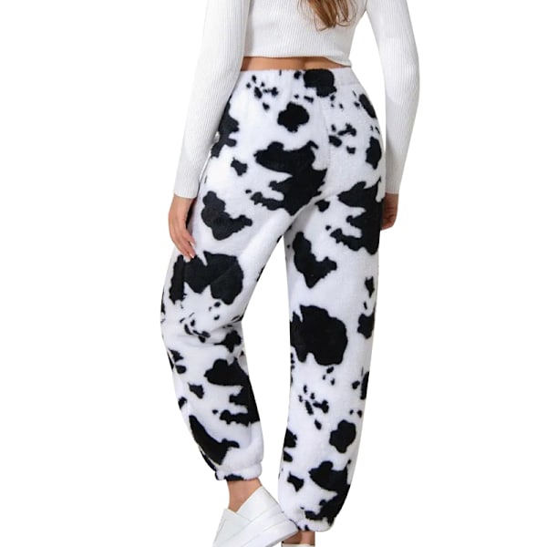 Dammjusiga Varma Pyjamasbyxor i Fleece för Lounge och Sovkläder Black White M