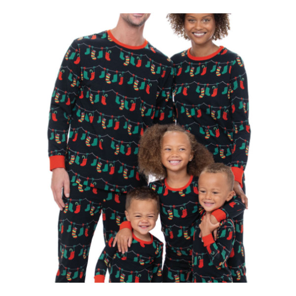 Julstrumpa Printed Fader Mamma Barn Mathing Kläder Set KIDS 4T
