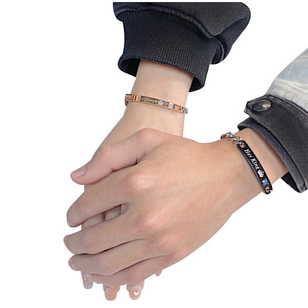 Hans drottning Hennes kung Matchande Set pararmband silver2