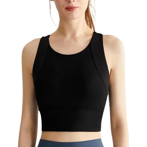 Sport-bh för kvinnor, yoga, gym, löpning, trådlös, vadderad Black M
