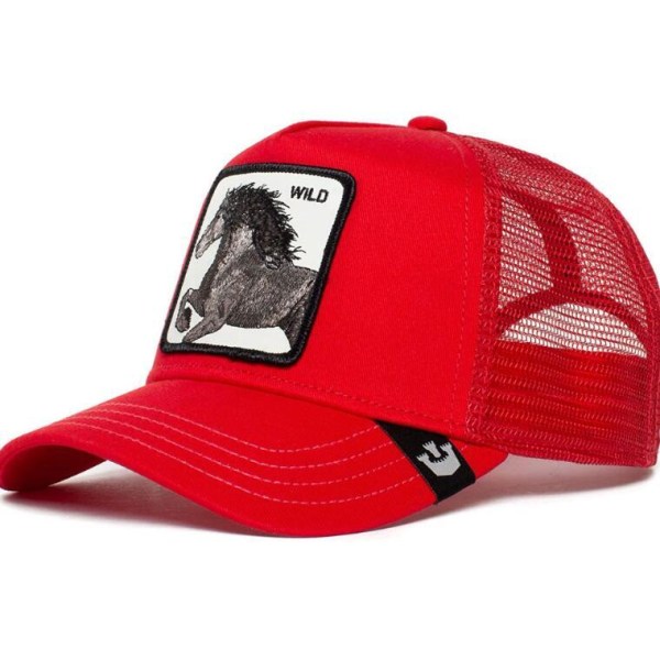Trucker Hatt med broderad patch med mesh för djur Red Horse
