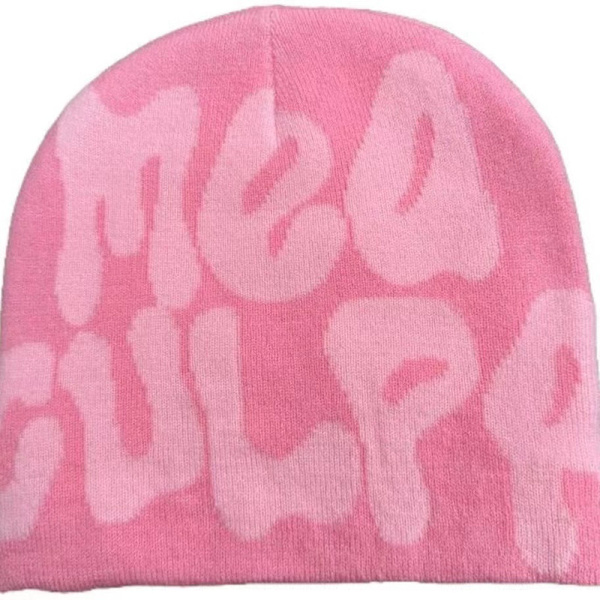 Dame Grafisk Beanie Skull Hat MEA Culpa Y2K Strikket Beanie Varmt Vinterhat Black White