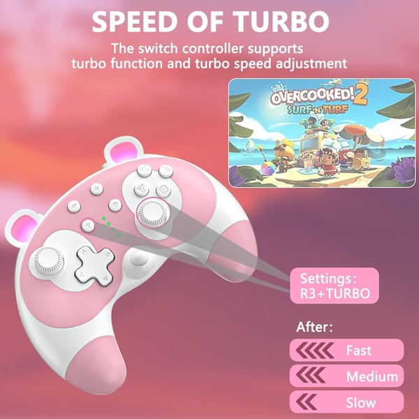 Switch Controller Sød Vaskebjørn Dyr Pro Controller med Wake-Up Funktion Pink