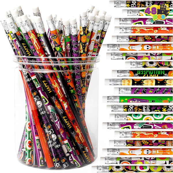 48-pack Halloween penna sortiment med suddgummi