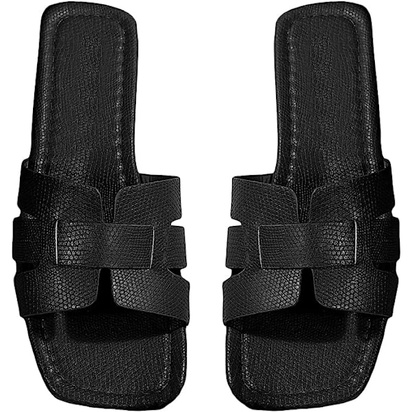 Monika Flat H-Band Slide Sandal för kvinnor Black 41