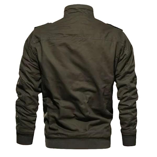 Miesten Puuvillainen Kevyt Seisova Kaulus Sotilas Takki Tuulenpitävä Army Green 2XL