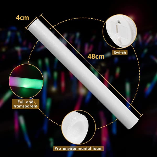 10-pack LED-skumstavar, Glow Sticks i bulk 48*4CM