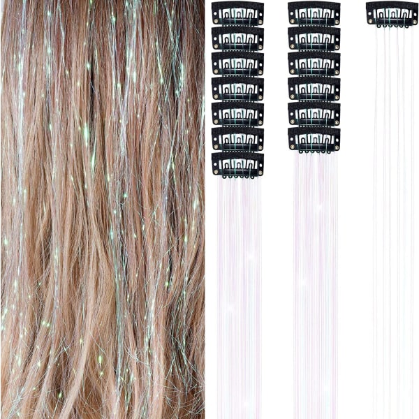 Clip-in Hårglitterförlängningar Set för Halloween Cosplay Fest Light pink