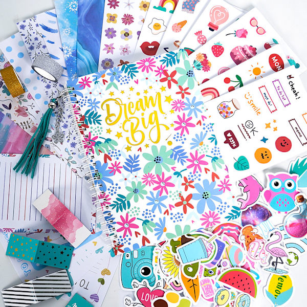 DIY Journal Kit til piger, Scrapbog og Dagbogsforsyninger Sæt BLUE