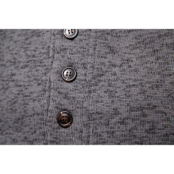 Hettegenser med knapper for menn, løs strikk Dark Gray M