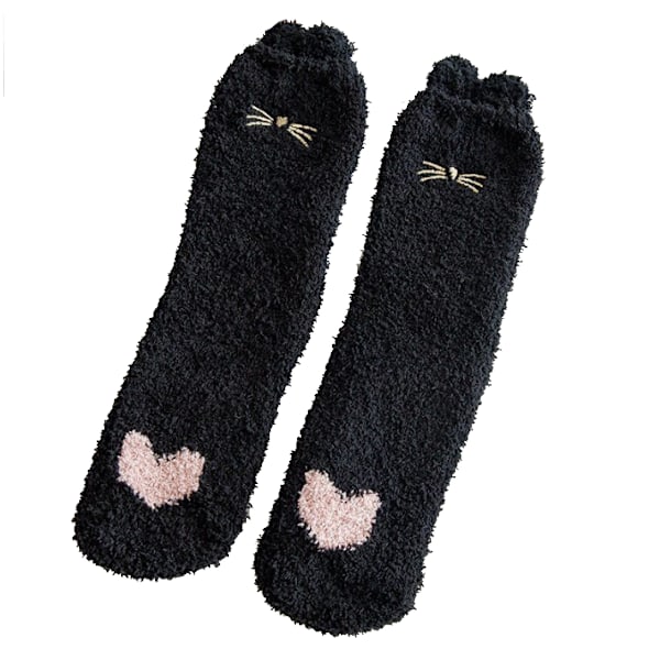 5 st Fuzzy Socks för kvinnor black