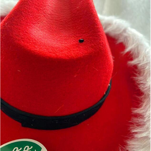 Dames Julehat med LED-fjerpynt Red