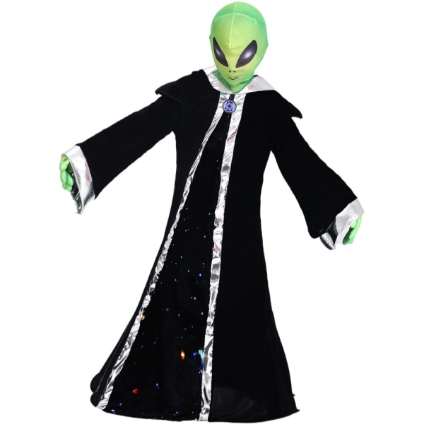 Alien Kostym för Barn Rolig Halloween Huvad Robe M