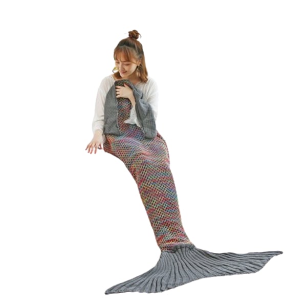Mermaid Tail Förtjockad Faux Cashmere filt för vintern Grey 140*70cm