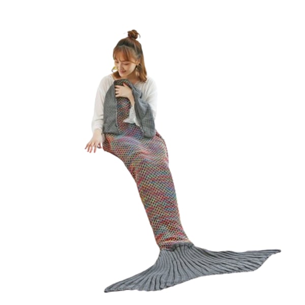 Mermaid Tail Förtjockad Faux Cashmere filt för vintern Grey 180*90cm