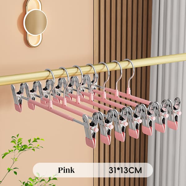 Byxhängare med klämmor för kvinnor, 10-pack, halkfria byxor, jeans, kläder PINK