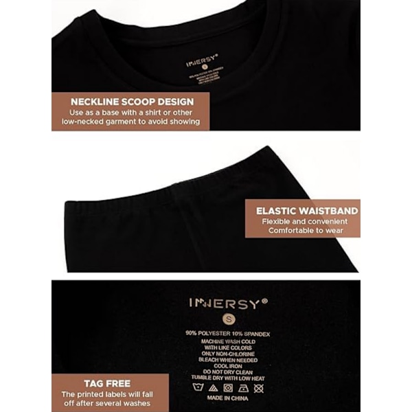 Termisk Underundertøjssæt til Kvinder - Ultrablødt Langt Underundertøj, Basislag Black 2XL