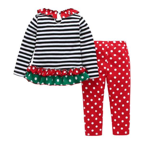 Christmas Outfit Toddler Baby Flickor Ruffle Top kläder Set 110