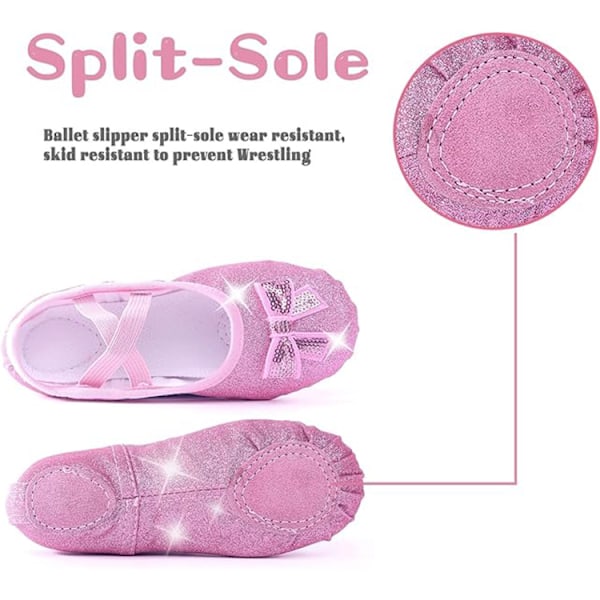 Tyttöjen Balettitossut Glitter Split-Sole Tanssikengät Blue 28