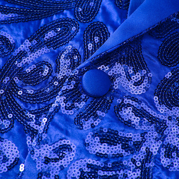Miesten Sekvenssitakki Kimaltava Glitter-Takki Kiiltävä Kukallinen Puku Takki Blue XS