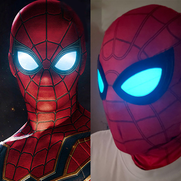 Spiderman-mask med lysande ögon, Superhjältemask för barn/vuxna Red-Adults